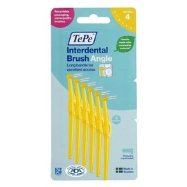 TePe Angle Interdental Brush - Yellow (0.7mm) Size 4 - 6 Pack