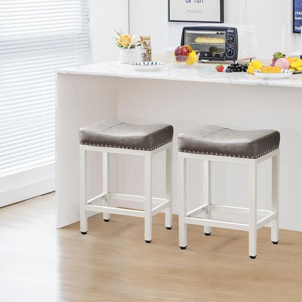 Sweetcrispy 24 inch Bar Stools Set of 2, Upholstered Modern
