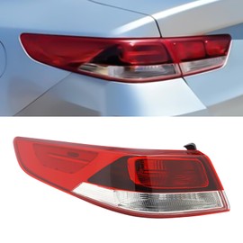 Tsomony - For 2016-2020 Kia Optima Halogen Left Outer Tail Light Rear Brake Lamp Assembly Driver Side Replacement Red Housing Clear&Red Lens