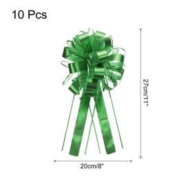 uxcell 10pcs 11 Inch Extra Large Pull Bow Metallic Gift Wrapping Bows Ribbon Organza Green for Wedding Baskets Presents Christmas Party
