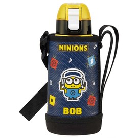 Skater KSTCH6-A Children's Stainless Steel Water Bottle, Direct Drinking, 20.3 fl oz (600 ml), Minions, Lightweight Type, For Boys, Special Cover, Cold Insulation, Wide Mouth Type, Sports Bottle,