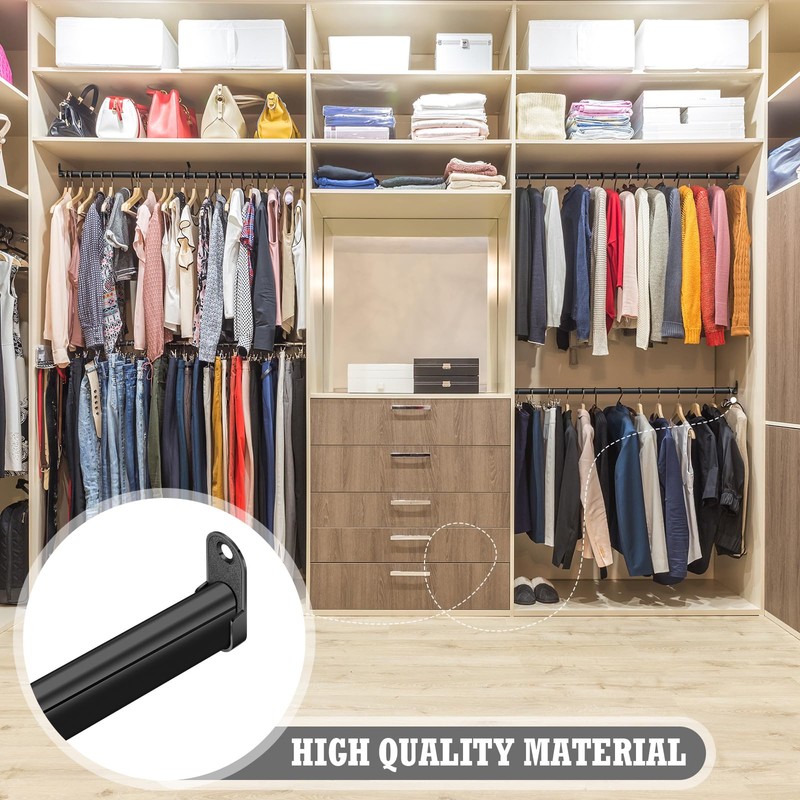 Tandefio 2 Sets Black Oval Closet Rod Kit 92 Inch