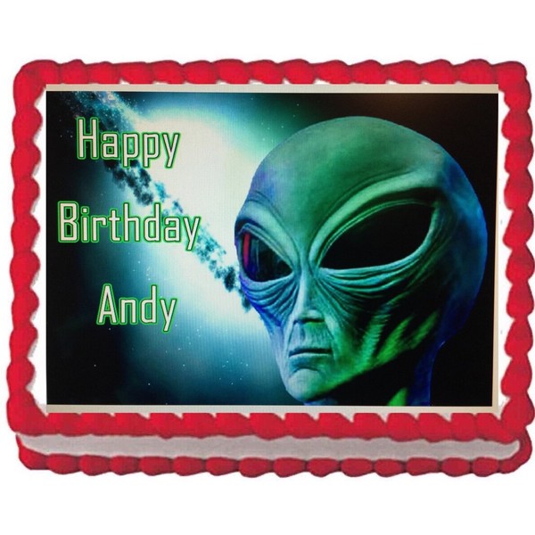 Alien UFO Edible Cake Image 1/4 Frosting Sheet