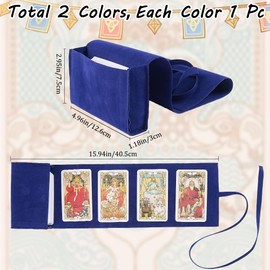CREATCABIN 2Pcs Tarot Cards Holder Tarot Card Storage Bags Double-Sided Velvet Tarot Card Pouches Tarot Desk Wrap Tarot Carrying Bag for Beginners Witchcraft Supplies Deep Blue Light Blue 5x1x3Inch