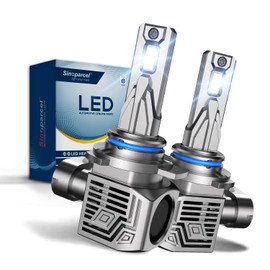 Sinoparcel Upgraded HIR2 9012 LED Headlight Bulb, 70W 20000LM 6500K for Car Main and Dipped Beam, 500% Brighter Cool White Super Bright Halogen Replacement with Fan, IP67, 2 Pcs