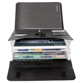Stop Ocean Plastic 46223 RPET Expanding File BALI, Organiser A4 with 13 Compartments, Meeting Folder Made of PET Nylon and Leather, Writing Folder, Folder with Notepad, Document Folder Approx. 36.5 x