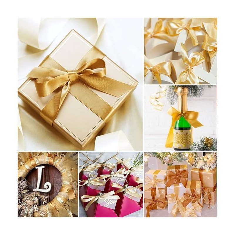 10mm Champagne Gold Satin Ribbon 22M ，Fabric Hair String Ribbon