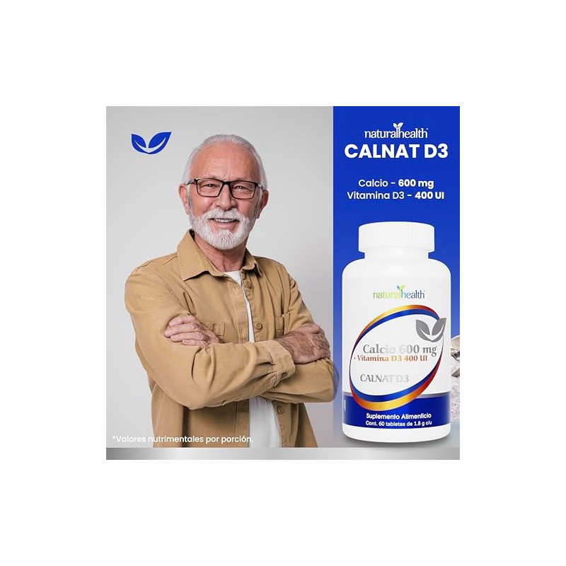 Natural Health CALNAT D3 | Suplemento Alimenticio con Calcio 600