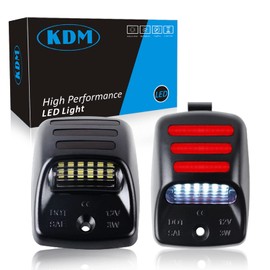KDM - Luz LED para matrícula con 3 tubos de neón OLED rojos compatibles con Toyota Tacoma 2005-2015 y Tundra 2000-2013, lámpara de etiqueta trasera para camioneta 6000 K, blanco y rojo, paquete de 2