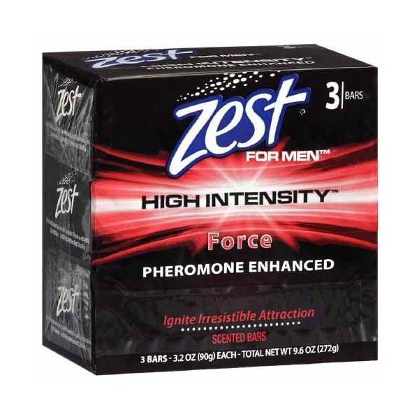 Zest For Men High Intensity Pheromone Enhanced Bar Soap, Force 3 ea (Pack of 2)