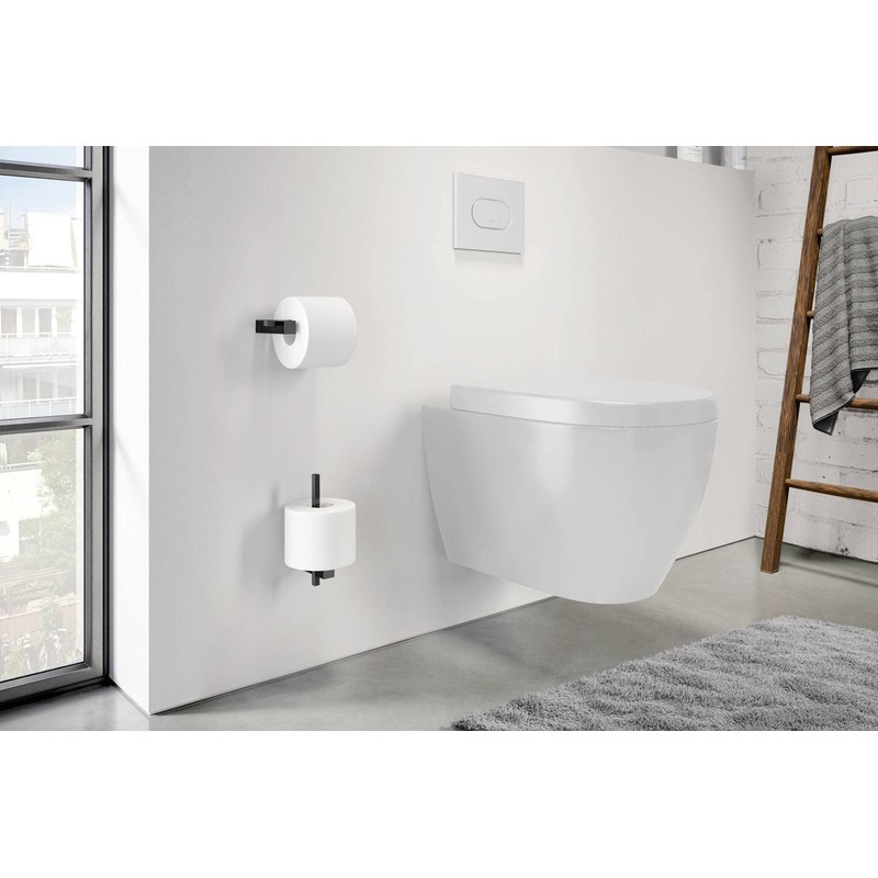 Zack CARVO Toilet Roll Holder, Metal, Black