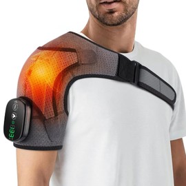 Soporte de hombro con calefacción inalámbrica, envoltura de hombro con calefacción y vibración, almohadilla térmica portátil para hombro, masaje de hombro izquierdo derecho, alivio del dolor de hombro