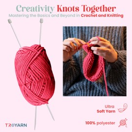 Troyarn Velvet (3- Skeins Pack) Chenille Blanket Amigurumi Yarn for Crocheting and Knitting Super Bulky 3x100 gr (3x132 yds) (10107 - Fusia)
