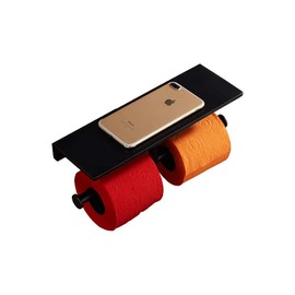 Sanliv Toilet Tissue Holder,Double Toilet Paper Roll Holder with Shelf,Wall Mount Brass Bathroom Tissue Dispenser,Oil-Rubbed Bronze