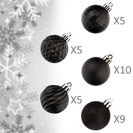 KI Store 34ct Christmas Ball Ornaments 1.57" Small Shatterproof Christmas Decorations Tree Balls for Holiday Wedding Party Decoration, Tree Ornaments Hooks Included (Black, 1.57-Inch)