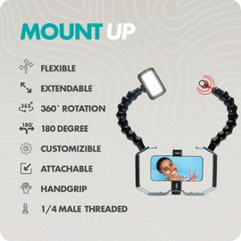 Movo UWA-8 Articulating Camera Rig Extension Mount - Flexible Extension Arm with Dual ¼” Mounting Screws for Camera Cages and Rigs - Mounting Camera Attachment Arm