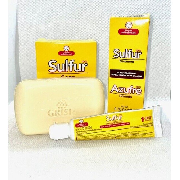 Grisi Bio Sulfur Soap & SULFUR OINTMENT.TRATAMIENTO PARA EL ACNE.