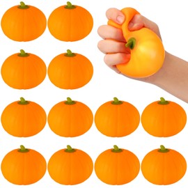 Meooeck 12 Pcs Fall Pumpkin Stress Ball Bulk 3.4 Inch Fall Party Favors Mini Pumpkin Squeeze Fidget Toys Stress Relief for Adult Kids Thanksgiving Autumn Party Basket Stuffers Gift Office ADHD Anxiety