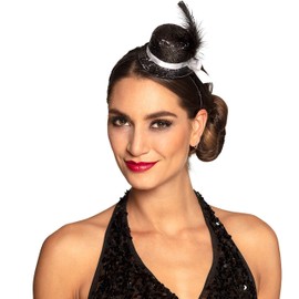 TH-MP Mini Top Hat Headband Cylinder Mini Hat Miniature Hat Glitter Hat Women's Costume Accessories (Black)