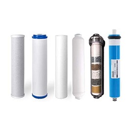 Replacement Water Filter Set for 6 Stage Alkaline Reverse Osmosis Filtration Systems: 50 GPD RO Membrane + Alkaline Filter
