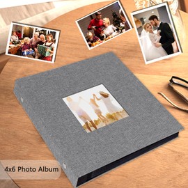 Artmag Photo Album 4x6 600 Large Capacity Linen Album Book Holds 600 Horizontal and Vertical Photos for Family Wedding Anniversary (600 Pockets, Grey)