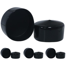 Acocony 2 1/2 Inch Rubber Cap Round 2.5 Inch Rubber End Caps PVC Flexible Protector Plastic Plugs for Round Holes Black Pack of 8