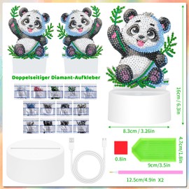 Zoyomax Diamond Painting Night Light, Gifts for Girls 5 6 7 8 9 10 Years, 3D Creative Diamond Painting Lamp Panda, Christmas Toy Gift for Children from 6-12 Years