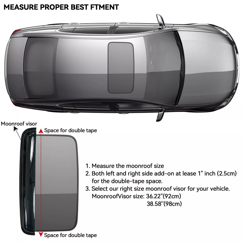 Xukey Universal 36.2"Moonroof Visor Window Top Sunroof Wind Deflector Rain