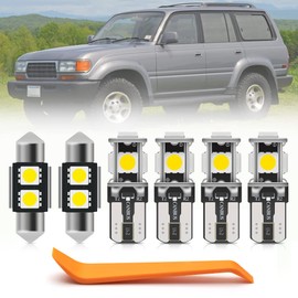 13pcs White LED Interior Lights Bulb Kit for Toyota Land Cruiser 1990 1991 1992 1993 1994 1995 1996 1997 Map Dome Lights Super Bright 6000K White LED Interior Light Bulbs + Install Tool