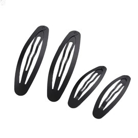 MAHAVIMOKSA 60pcs Oval Shape Barrettes Women Metal Snap Hair Clips for DIY Craft (60mm, Black)