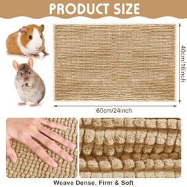 Amylove 4 Pcs Guinea Pig Cage Liner Guinea Pig Bedding Washable Fleece Pee Pads Reusable Small Animals Training Mat Small Animal Sleeping Bed for Bunny Hamster (Beige,16 x 24 Inch)