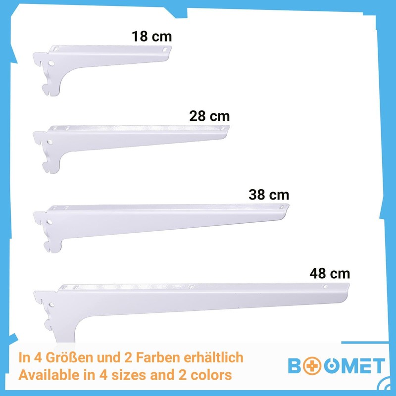 BOOMET Shelf Brackets Right and Left White 18 cm 4