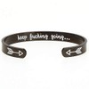 CellDesigns Engraved Hidden Message Cuff Bracelet (Gloss Black keep fucking