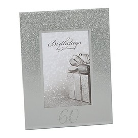 60th Birthday 4" x 6" Glitter Mirrored Glass Frame, 60 design