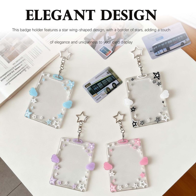 Star Wing-Shaped Photocard Holder Keychain - Acrylic Badge Holder with