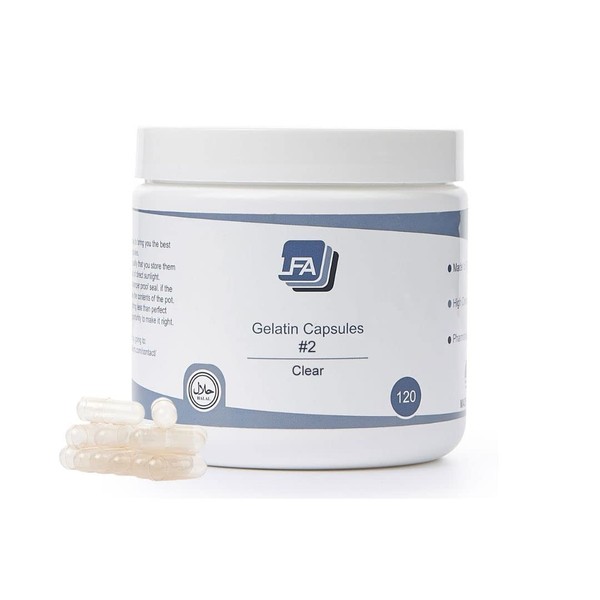 Empty Capsules Size 2 - Clear Gelatin - 120 Count