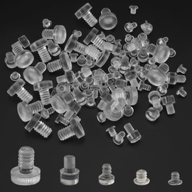 Pack of 100 Transparent Rubber Stop Dampers, 5 Sizes, Table Bumpers, Noise Dampening Pads, Transparent, Rubber Nubs for Glass Panels, Rubber Stop Damper Bumpers, for Cabinet Doors, Glass Tables