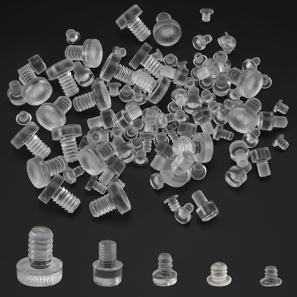 Pack of 100 Transparent Rubber Stop Dampers, 5 Sizes, Table