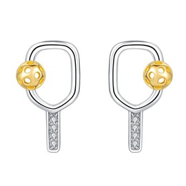Pickleball Stud Earrings 925 Sterling Silver Jewelry Pickle Ball Gifts for Women Lover Players