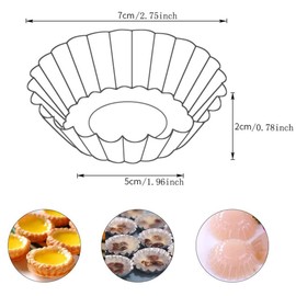 30 Piezas Molde de Tarta de Huevo, Egg Tart Molde de Aluminio con Estrías, Hecho de Aluminio, Utensilio para Hornear, Molde Herramienta para Hornear