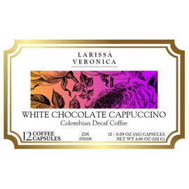 White Chocolate Cappuccino Colombian Decaf Coffee (Single Serve K-Cup Pods) (Gourmet, Naturally Flavored, Whole Coffee Beans) (12 pods, ZIN: 578108) - 2 Pack