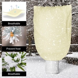 Yomisee Pack of 2 Winter Protection for Plants, 80 x 120 cm, Frost Protection Plant Covers with Zip & Drawstring, Winter Protection Fleece, Plant Protection, Winter for Trees, Palm Trees, Balcony