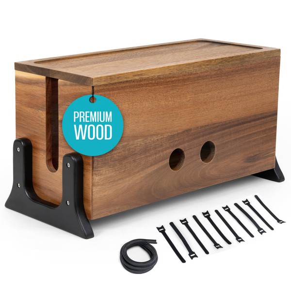 Extra Large Cable Management Box, Wood Cord Hider Box &