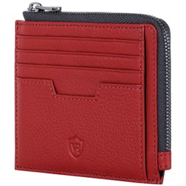 VON HEESEN® Genuine Leather RFID Card Holder Made of Nappa Leather - 9 Compartments - Landscape Format Credit Card Holder for Men and Women, red, 02 cm