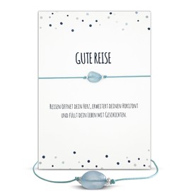 Glücksschmiedin – Reise Geschenk Armband mit Aquamarin & Silberperlen – Glücksbringer mit Spruchkarte – Abschiedsgeschenk für Reisende – Handgefertigt in Deutschland