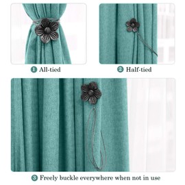 Lewondr Vintage Magnetic Curtain Tieback, 1 Pair Resin Flower Curtain Drapery Holdback Window Curtain Decorative Buckle Holder for Home Cafe Balcony - Ink