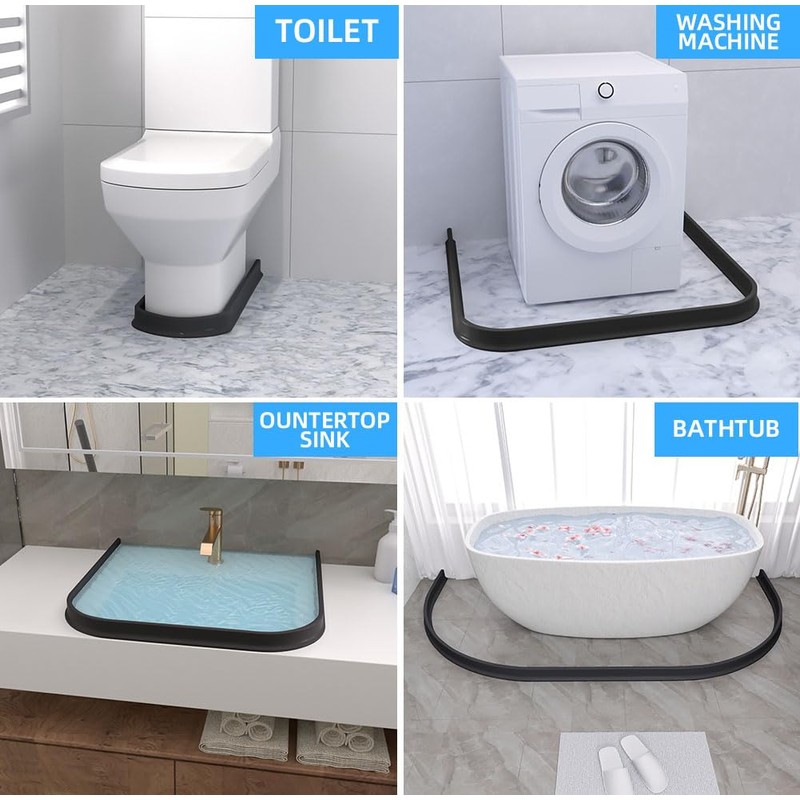 Duzzy 39 Inch Collapsible Shower Water Dam Shower Stopper Barrier