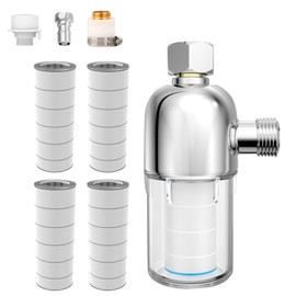 Brass pre-filter for Water Filtration, Compatible with Dishwashers, Washing Machines & Water Heaters, L-Shape Sediment Filter (L-cotton core type-4 cores)