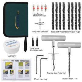 BETOOLL Tire Repair Kit, Tire Plug Kit with Plugs for Car, Motorcycle, Jeep, RV, ATV, SUV, Truck, Trailer, Tractor, Lawn Mower, Set of 44