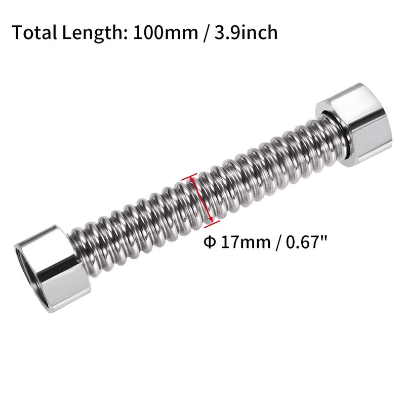 uxcell Corrugated Stainless Steel Flexible Water Line 3.9inch Long G1/2
